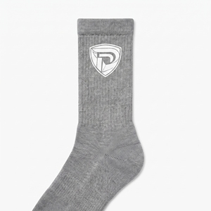 Chaussettes grises en coton avec logo blanc sur le revers, respirantes, tricotées, pour usage décontracté, adultes - Product Image 1