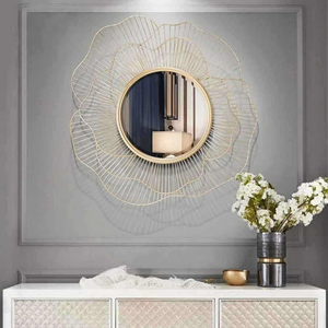 Espejo de Pared de Metal Hecho a Mano con Diseño Floral Moderno, Espejos de Barbería de Alta Calidad para Bodas, Mejor Precio en India - Product Image 5