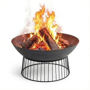 Freestanding Iron Fire Pit with <b>Log</b> Grate for Outdoor Wood Burning <b>Heating</b> - Product Image 3