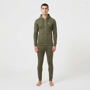 Ensemble de survêtement slim pour homme avec logo personnalisé, tenue de sport en gros, survêtement de jogging OEM, couleur vert olive tendance pour homme - Product Image 2