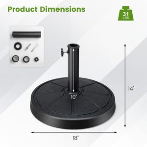 Ombrello rotondo esterno da 18 pollici con ombrelli e basi da giardino da 31 libbre - Product Image 5