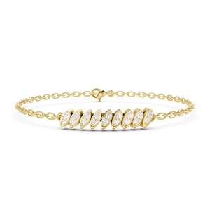 Pulsera de Diamantes con Eslabones Marquise en Oro Amarillo de 9K, Joyería Fina y Elegante para Mujer, Ideal para Compromiso, Boda o Aniversario - Product Image 3