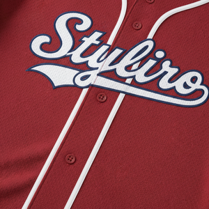 Styliro Baseball Jersey Men's Short Sleeve Polyester Embroidery Logo Front Regular Fit All Seasons Sportswear - Product Image 4