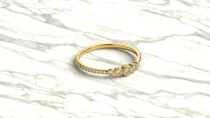 Bague de mariage en or 18 carats sertie de diamants ronds, avec pavé et tige pavée, bague à bulles de diamants ronds gradués, bagues empilables, bijoux fins pour femme - Product Image 3