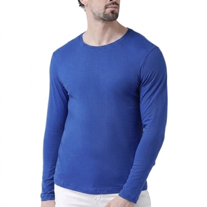 T-shirts de sport à manches longues pour hommes, 100 % coton, 300 grammes, respirants, séchage rapide, avec logo personnalisé, pour entraînements de fitness (vente en gros) - Product Image 2