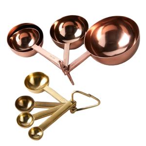 Premium Food Grade Rose Gold <b>Measuring</b> <b>Spoon</b> Set High-End Electroplated Stainless Steel Kitchen Gadgets Nesting Metal Scoops - Product Image 1
