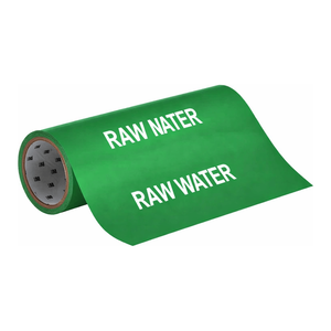 เครื่องหมายท่อแบบม้วน Brady RAW WATER Flexible Roll Form สำหรับการระบุตำแหน่งท่อภายในและภายนอกอาคาร - Product Image 1
