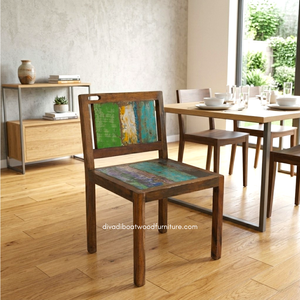 Handcrafted <b>Rustic</b> <b>Dining</b> <b>Chair</b> Reclaimed Boat Wood Eco-Friendly Original Color Indoor Outdoor Resort Home Villa Furniture - Product Image 4