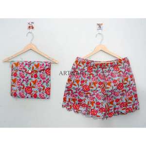 Conjunto de Pijama de Algodón con Estampado Floral Elegante para Primavera, Verano y Otoño, Pantalones Cortos con Botones, Ropa Casual - Product Image 2