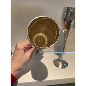 Factory Direct Handmade Brass Champagne Flutes Vintage Style Long Stem Metal <b>Goblets</b> Set Of 2 For Party - Product Image 2