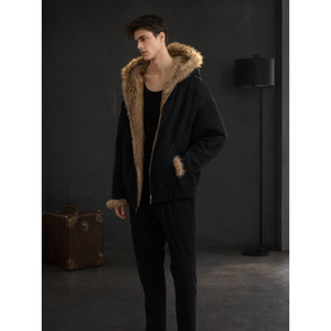 Sudadera con Capucha de Felpa de Algodón Grueso para Hombre con Capucha de Piel Sintética - Ropa Urbana Personalizada al por Mayor - Product Image 3