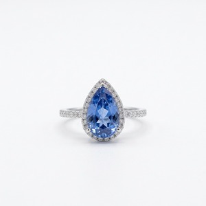 Anillo de media eternidad apilable de moissanita VVS1 de 0.03 ct, color D, de 2 mm, chapado en oro de 14 quilates, brillante, para mujer - Product Image 2