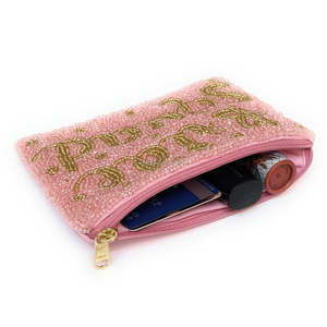 Bolsa de mano rectangular con cuentas naturales de moda para la boda, rosa, hecha a mano, con lentejuelas, cremallera, bordada, tamaño personalizado, regalo para damas de honor - Product Image 3