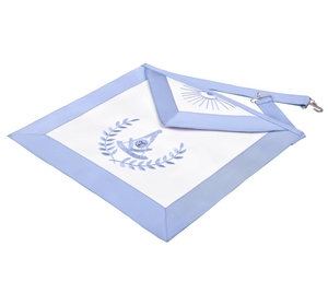 Past Master Masonic <b>Apron</b> <b>White</b> Light Blue Border Laurel Embroidery Adjustable Belt Custom Ceremonial Regalia Wholesale - Product Image 3