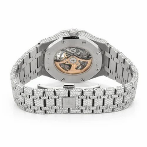 Montre Moissanite à chiffres romains pour homme, aspect diamant glacé, quartz, acier inoxydable, luxe, tendance, hip-hop, personnalisée, 40 mm - Product Image 1