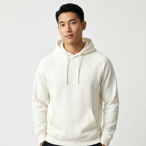 Sweat-shirt à capuche unisexe blanc à manches longues, couleur unie, décontracté, en coton respirant, poids moyen, pour l'automne - Product Image 3