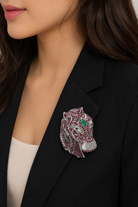 Broche en pierre précieuse rubis en argent sterling 925, coupe ronde classique, cadeau idéal pour un mariage - Product Image 4