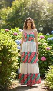 เดรสยาวพิมพ์ลายดอกไม้สไตล์เรโทรคุณภาพดีขายส่ง คอวี ไซส์ใหญ่ ชุดลำลอง ชุดราตรี สไตล์โบฮีเมียน สำหรับผู้หญิง - Product Image 2