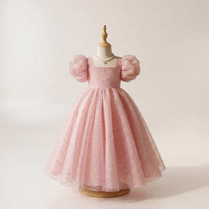 Vestido de niña con flores y purpurina rosa de la colección Tutupetti Lumirelle, vestido de princesa con mangas abullonadas para fiesta de cumpleaños, fabricante OEM ODM - Product Image 1
