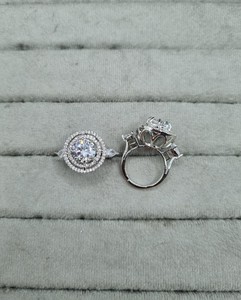 Elegante Anillo Solitario de Doble Círculo con Halo, Anillo de Compromiso con Diamante Americano Brillante, Anillo de Cóctel de Lujo, Joyería al por Mayor - Product Image 4