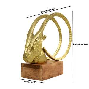 Gold Plated Ram Head Sculpture Handmade Contemporary Animal Figurine Tabletop <b>Decor</b> for Living Room - Product Image 2
