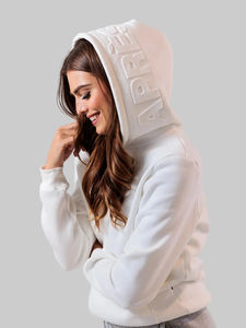 Sudadera con capucha de algodón de gran tamaño, con hombros caídos, personalizada con relieve 3D, de moda, para mujer - Product Image 4