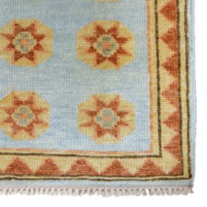 Alfombra de Lana Azul Tejida a Mano Z&H HOME, Diseño Floral, Antideslizante, Apta para Mascotas, Pelo Corto y Grueso, Decoración Moderna para el Hogar - Product Image 2