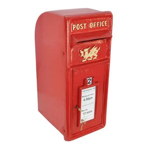 Compre en línea una caja de correo roja para el hogar, personalizable, estilo antiguo, de gran capacidad, resistente a la intemperie, hecha a mano con texto personalizado. - Product Image 1