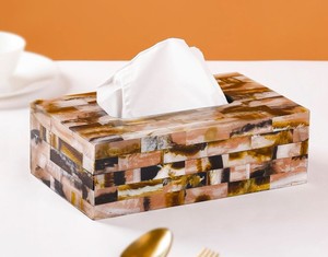 Boîte à mouchoirs de luxe incrustée de vadrouille à la main au design moderne pour bureau à domicile directement du fabricant indien - Product Image 1