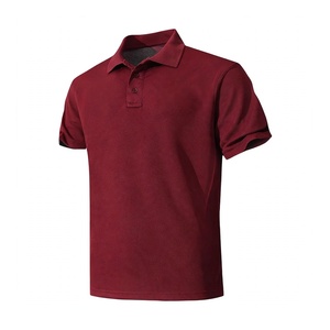 Chemise de golf pour homme bordeaux à manches courtes, décontractée, en coton tricoté, infroissable, avec poche et impression numérique, personnalisable - Product Image 1