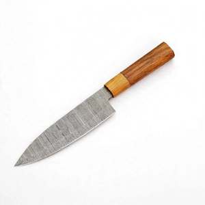 Couteau de chef de cuisine en acier damas forgé à la main, manche ergonomique en bois - Product Image 1