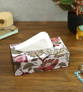 Boîte à mouchoirs en bois artisanal indien avec impression Meena |   Style bohème élégant par HF CRAFTS - Product Image 1