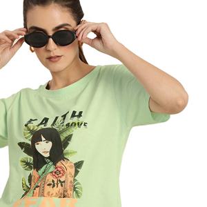 Élégant décontracté col rond manches courtes T-Shirt pour femmes personnalisé dames Jersey paillettes broderie pré-lavé 100% coton imprimé - Product Image 1