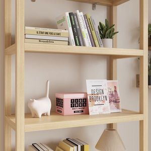 FCH Original Wood Color 78*35.5*180cm Display Cabinet 4 Layer Double Doors Triamcinol Board Rattan Surface Living Room Cabinets - Product Image 2