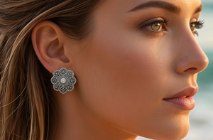 DIVYORO <b>SILVER</b> FLORAL STUDS - Product Image 3