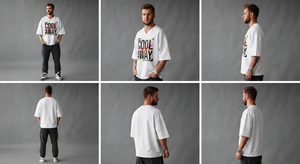 T-shirt décontracté imprimé à col en V pour homme, manches courtes, 100 % coton, coupe ample, impression personnalisée sur le devant, style streetwear - Product Image 6