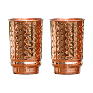 Gobelet en cuivre pur à 100 %, artisanal, pour l'hydratation ayurvédique, verre à boire traditionnel martelé à la main, en cuivre perlé, en vente - Product Image 1