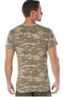 T-shirt tactique camouflage en coton/polyester pour homme, col rond, respirant, manches courtes, imprimé numérique, tricoté