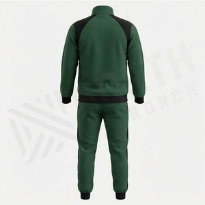 Men's Green <b>Black</b> Color Blocking Tracksuit Full Sleeve Zipper Casual Sportswear Autumn Breathable Polyester Cotton <b>Joggers</b> Set - Product Image 2
