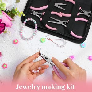 Mini Jewelry <b>Pliers</b> <b>Set</b> 8 PCS Stainless Steel Craft Tools for Necklace Bracelet and Earring Making with Case - Product Image 5