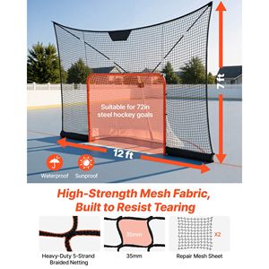 Red de Protección para Portería de Hockey de 12x7 Pies, Duradera, Ligera, Portátil, con Cobertura Extendida para Entrenamiento en el Patio Trasero - Product Image 3