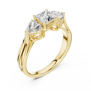 Anillo de Compromiso con Tres Diamantes Cultivados en Laboratorio, Anillo de Propuesta Clásico Minimalista, Elegante Joya de Diamantes para Novia - Product Image 2