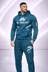 ชุดฮู้ดดี้และกางเกงผ้าฟลีซพิมพ์ลายโลโก้แบบ DTG สำหรับผู้ชาย - ชุดวอร์มโอเวอร์ไซส์ - Product Image 1