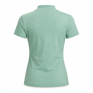 เสื้อยืดคอเต่าแขนสั้นทรงพอดีตัวสำหรับผู้หญิง สีเขียวซีโฟม ผ้าคอตตอนผสมโมดอล ระบายอากาศได้ดี ปรับแต่งได้ - Product Image 2