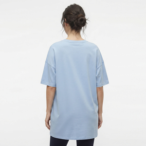 T-shirt de maternité surdimensionné pour femme, col rond long, polyester/coton, grande taille, vêtements décontractés, t-shirts de grossesse, logo personnalisé - Product Image 2