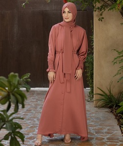 Womens Modest Daily Wear Royal Nida Full Covered Maxi Prayer Wear Saudi Hijab Niqab Front Open <b>Elastic</b> Sleeves Handmade Ramadan - Product Image 2