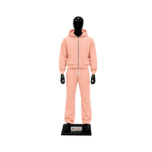 Conjunto Deportivo de Felpa Rosa Melocotón para Hombre, Sudadera con Cremallera Completa y Pantalones Jogger, Ropa Deportiva Casual de Invierno, Venta al Por Mayor, Fabricante OEM, Dos Piezas - Product Image 1