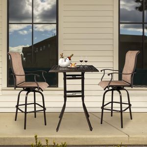 Tavolo Bistrot Quadrato in Alluminio Pressofuso per Tutte le Stagioni con Foro per Ombrellone da 2', Tavolo Alto da Esterno per Giardino e Veranda - Product Image 6