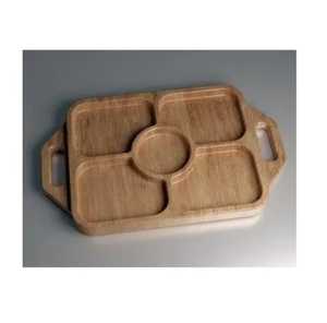 Large Acacia Wood Divided Serving Tray with Handles 5 Compartment Wooden Snack Platter for Nuts Fruits and Appetizers - Product Image 1