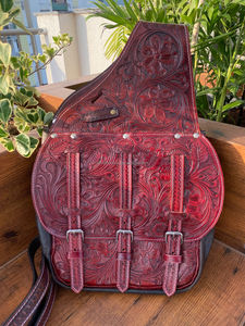 กระเป๋าแซดเดิลสไตล์ตะวันตก & กระเป๋าหนังแท้สลักลายดอกไม้สำหรับใส่ม้า - Product Image 2